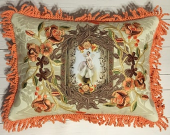 Fairy Pillow, OOAK Artist Made Fabric Collage