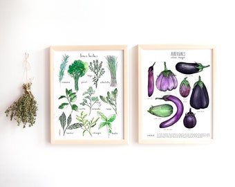 CUSTOMIZABLE DUO of prints - (11X14 inches, white cardstock) Your 2 choices of my botanical posters