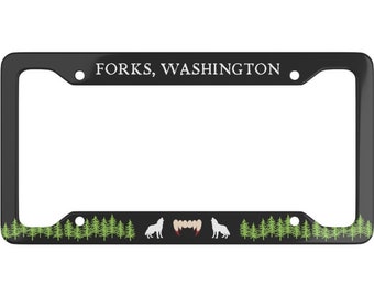 Forks Washington License Plate Frame Car Accessories Edward Bookish Light Bookstagram Vampire Edward Goth Gothic Bella Werewolf