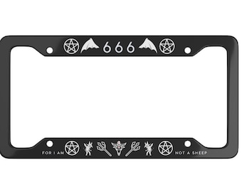 Satanic Goth License Plate Frame Goth Car Accessories Goth Car Decor Satan Witchcraft Witchy Gothic Baphomet Spooky Horror Pentagram Devil