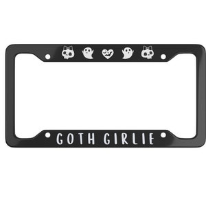 Goth Girlie License Plate Frame Gothic License Plate Frame Goth Car Accessories Y2K Funny License Plate Goth License Plate Bat Ghost He