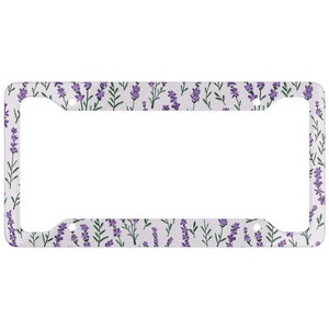 Lavender License Plate Frame TS Gift Car Decor Cute Car Accessories Purple Cute Car Accessories Kawaii Anime Floral Flower Plates Nature Pat