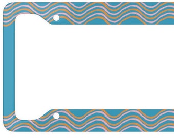 Boho License Plate Frame Anime License Plate Frame Boho Car Accessories Boho License Plate Frames Waves Cute License Plate Frame Blue Kawaii