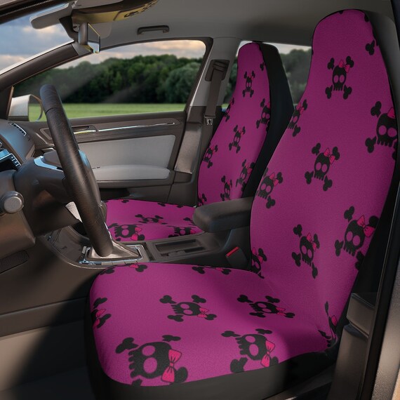 Car Floor Mats Skull and Crossbones Jolly Roger Pink Cute Bow Pirate Cute  Car Accessories Interior Car Accessories for Women 