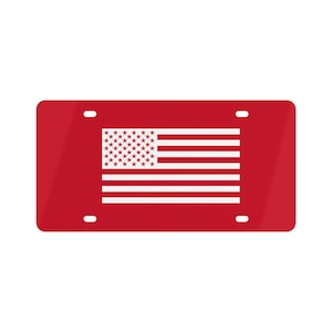 Red American Flag License Plate Front License Plate USA Flag Gift For Veteran Gift For Military Gift for Dad