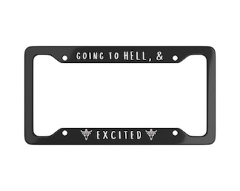 Going to Hell Satanic Goth License Plate Frame Goth Car Accessories Goth Car Decor Satan Witchcraft Funny Gothic Baphomet Spooky Horror Hal