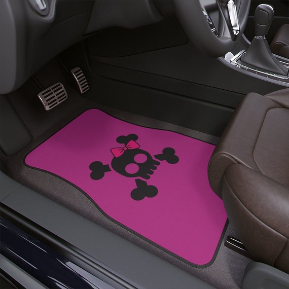 Car Floor Mats Skull and Crossbones Pink Bow Truck Auto Accessory Gift Car  Accessories for Women Cute Car Accessories Interior 