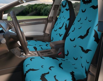 Teal Bat Goth Seat Covers Goth Car Accessories Gothic Car Seat Covers Halloween Car Spooky Witchy Witchcraft Shadows Goth Car Seat Kawaii