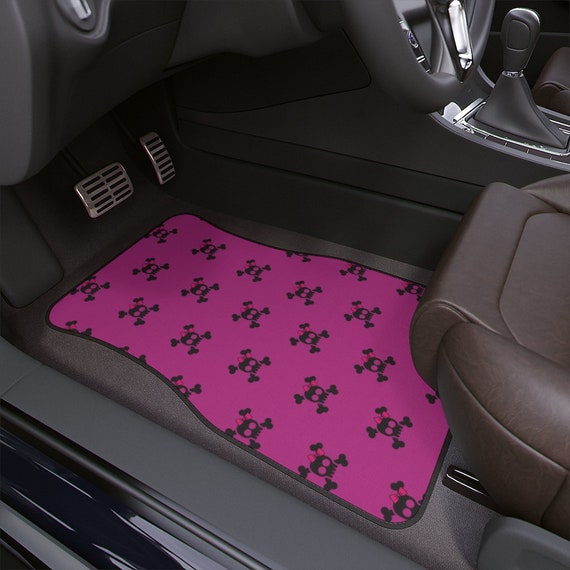 Car Floor Mats Skull and Crossbones Jolly Roger Pink Cute Bow Pirate Cute  Car Accessories Interior Car Accessories for Women 