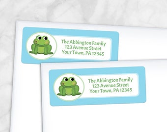 Printable Blue Frog Address Labels, Cute Frog - Personalized 2 5/8" x 1", 3-line RETURN Address Labels - Editable PDF - Instant Download
