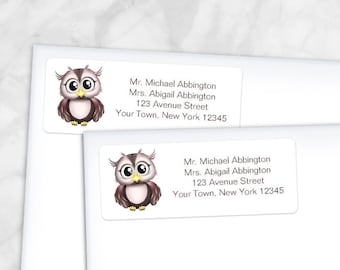Printable Owl Address Labels, Cute Owl - Personalized 2 5/8" x 1" RETURN Address Labels, DIY Editable PDF - Instant Download