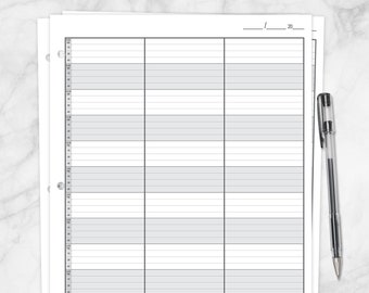 Printable Schedule Sheet, front back appointment sheet with 3 columns in 15 minute increments - PDF Instant Download