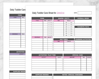 Printable Nanny Log BUNDLE Daily Infant Care Sheet | Etsy