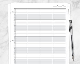 Printable Schedule Sheet, front back appointment sheet with 4 columns in 15 minute increments - PDF Instant Download