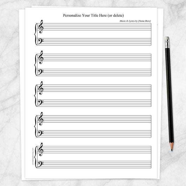 Printable Personalized Sheet Music, BLANK Piano and Vocals, Personalize Title and Name - Instant Download
