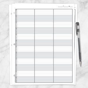 Printable Schedule Sheet, front back appointment sheet with 3 columns in 15 minute increments - PDF Instant Download