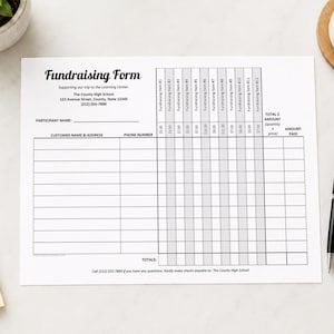 Printable Fundraising Form, 12 Item Columns, 10 Customer Rows, Editable Order Sheet PDF