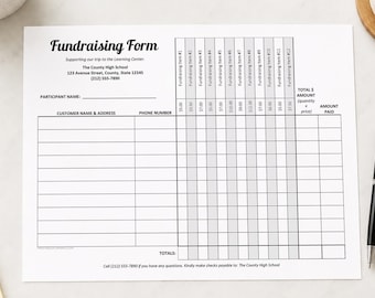 Printable Fundraising Form, 12 Item Columns, 10 Customer Rows, Editable Order Sheet PDF