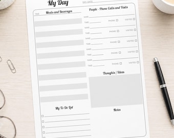 Elderly Independent Living Daily Log for Memory Support Printable - PDF Instant Download
