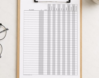 Yearly Bill Payment Tracker with Amount Column, Printable Annual Due Date Checklist PDF