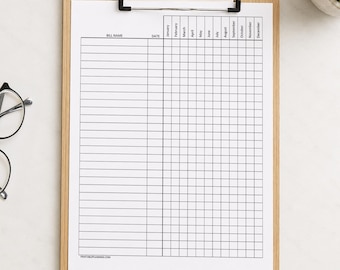 Yearly Bill Payment Tracker, Annual Checklist, Monthly Due Date Printable PDF