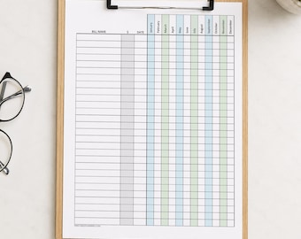 Yearly Bill Payment Tracker Printable, Blue Green Annual Due Date Checklist - PDF Instant Download