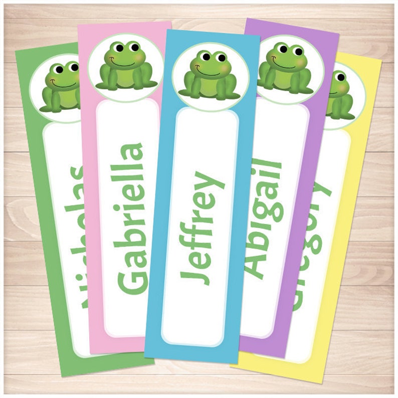 printable personalized frog bookmarks colorful cute animal etsy