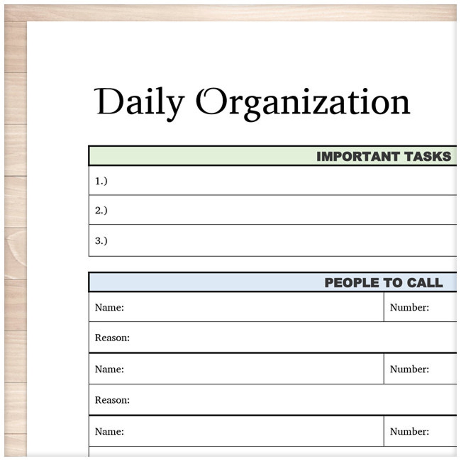 Printable Daily Task Sheet Full Page Organizer Clean and | Etsy