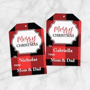 Printable Buffalo Plaid Gift Tags - Personalized - Rustic Red and Black ...