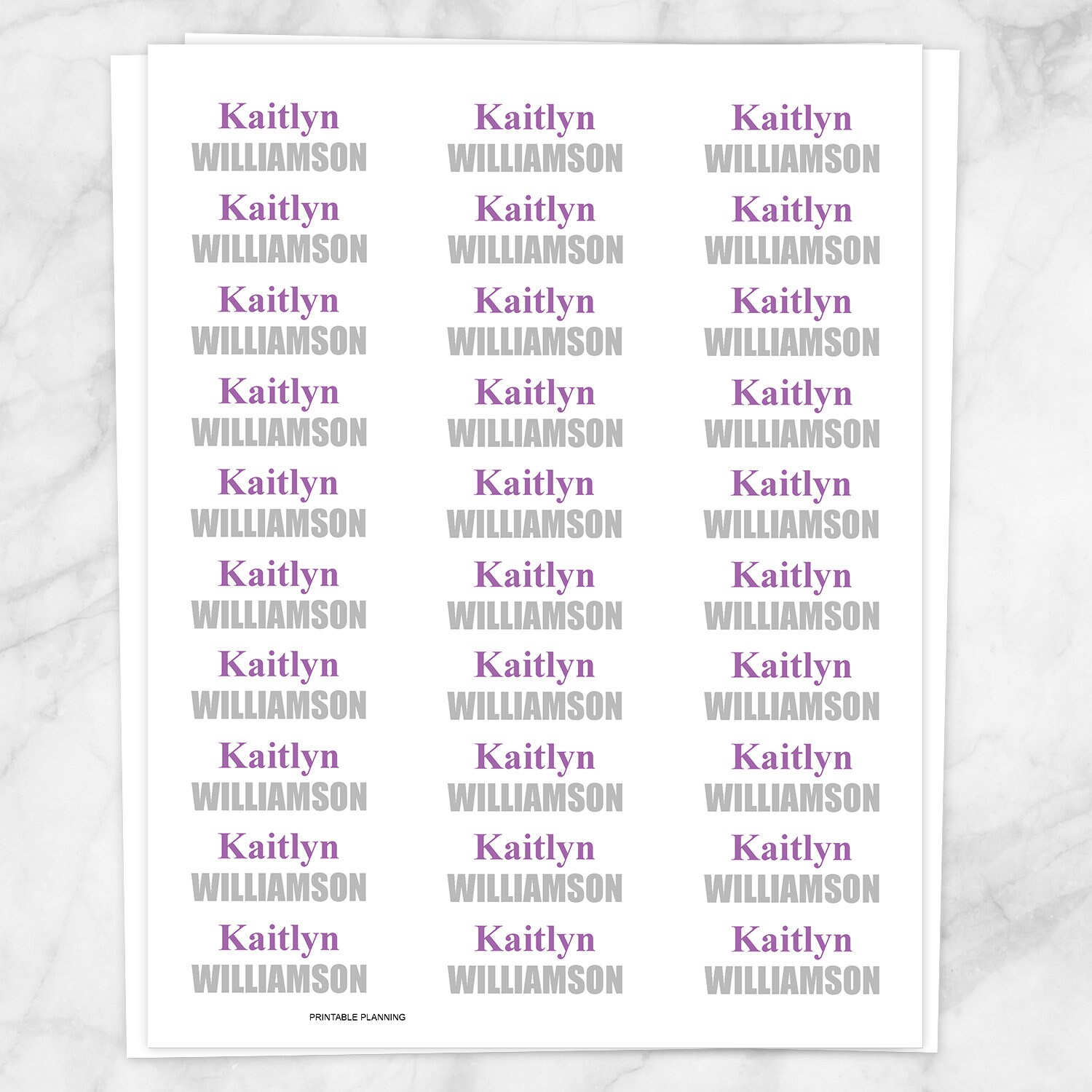 Printable Name Labels BUNDLE for School Supplies - White, Personalized ...