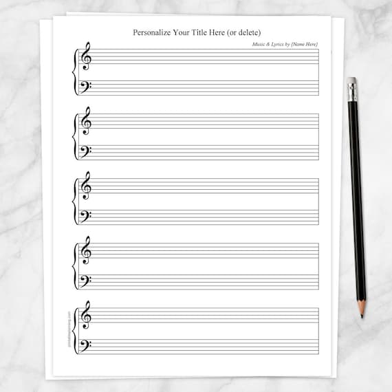 Printable Personalized Piano Sheet Music BLANK Piano and - Etsy