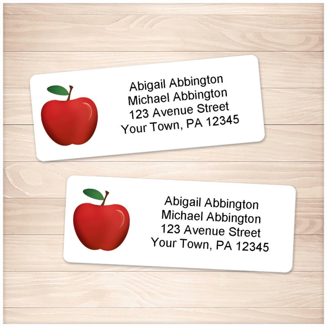 Printable Apple Address Labels Red Apple on White Etsy