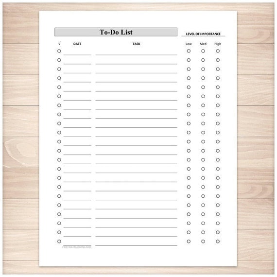 Printable To Do List Full Page Organizer Clean And Simple Etsy