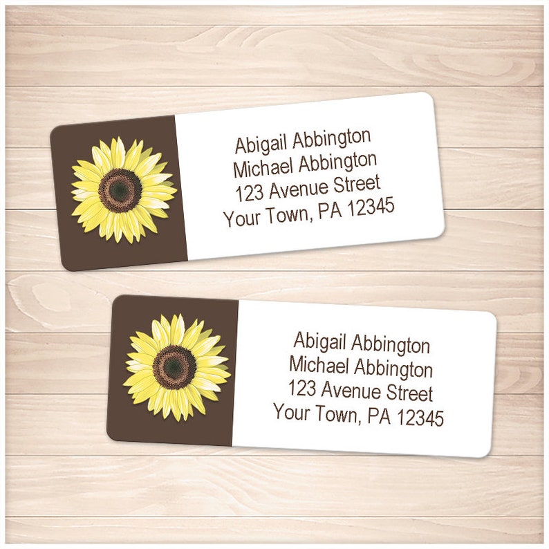 Printable Sunflower Address Labels Yellow Brown Etsy
