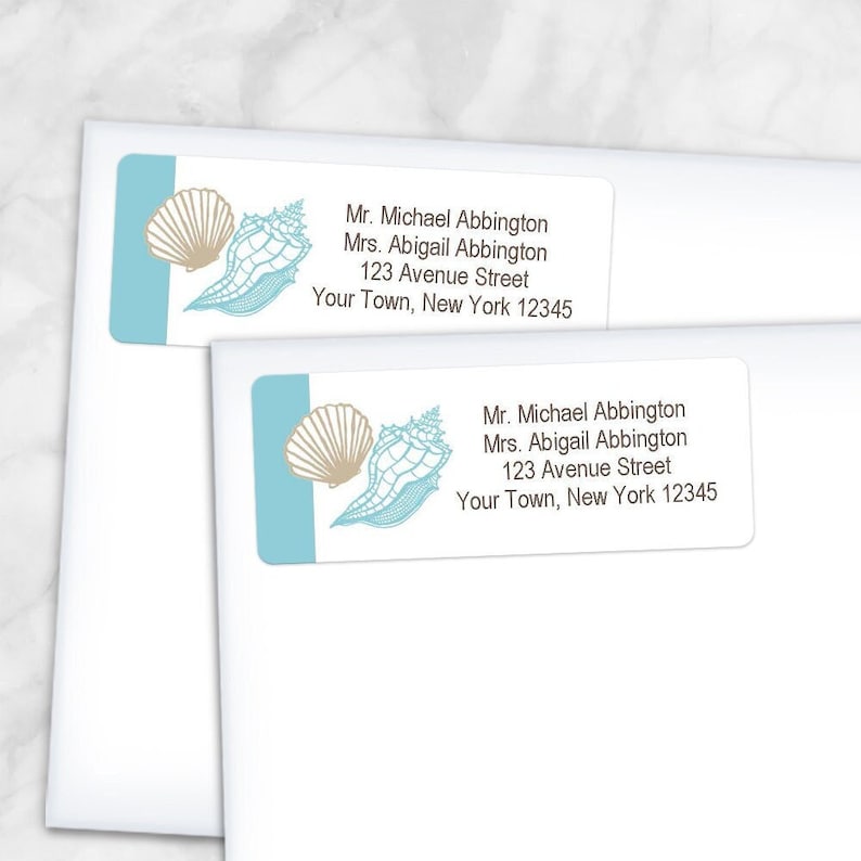 Sea Shell Label Printable Beach Address Labels - Seashell Personalized, 2 5/8