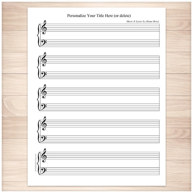 Printable Personalized Piano Sheet Music BLANK Piano and - Etsy