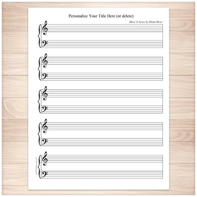 Printable Personalized Piano Sheet Music BLANK Piano And Etsy