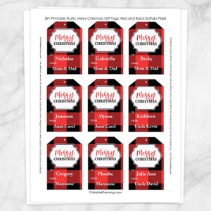 Printable Buffalo Plaid Gift Tags - Personalized - Rustic Red and Black ...