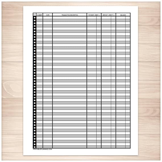 printable financial transaction register full page instant etsy
