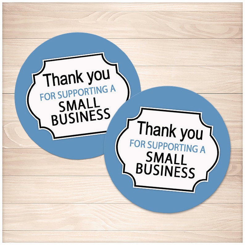 printable small business stickers blue black thank you for