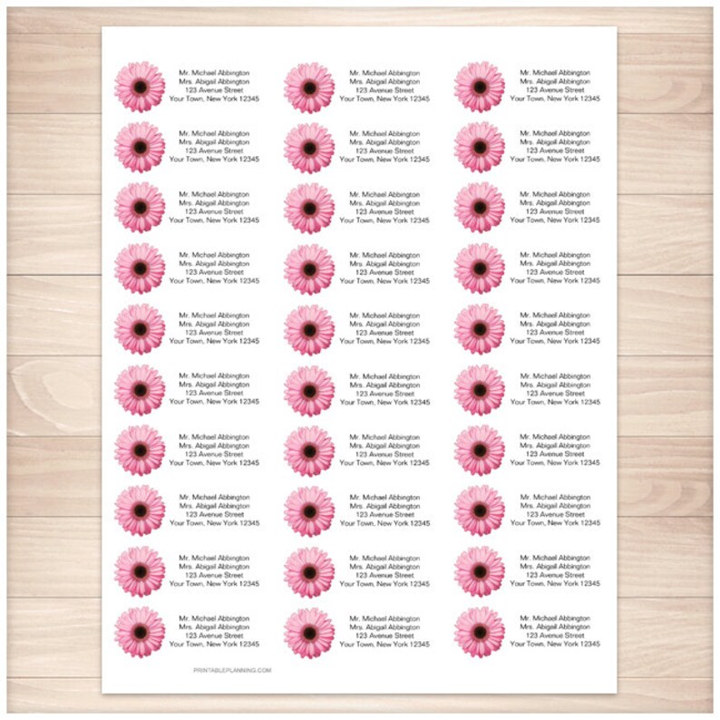 Printable Pink Daisy Address Labels Pretty Pink Floral - Etsy