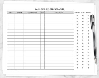Printable Small Business Order Tracker Pages, clean and simple, order status column - Instant Download