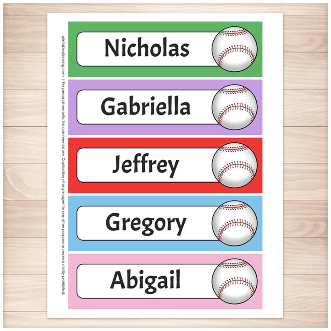 Printable Personalized Baseball Bookmarks Colorful School | Etsy