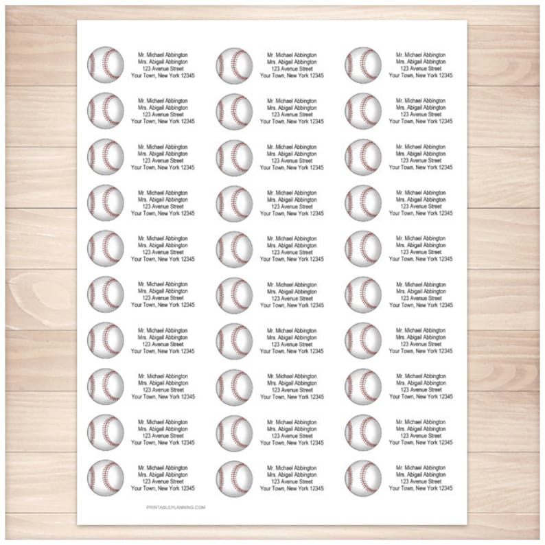 Printable Baseball Address Labels Sports Athletic Ball Etsy