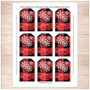 Printable Buffalo Plaid Gift Tags Personalized Rustic Red | Etsy
