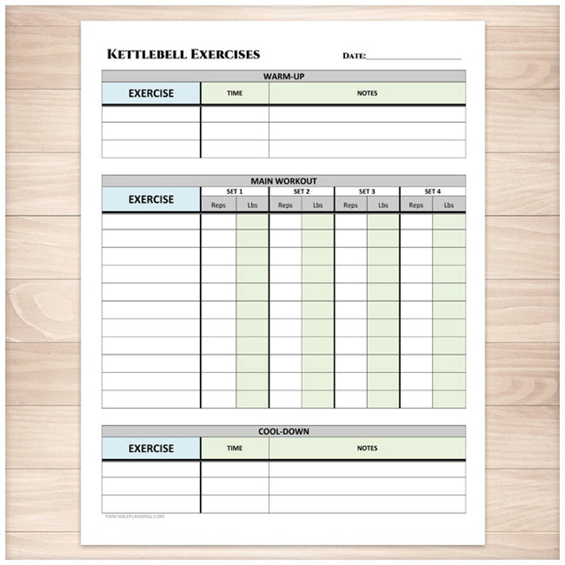 Printable Kettlebell Physical fitness Log - Day-to-day Exercise session Sheet with Heat-up and Neat-down - Prompt Obtain picture regarding Printable Kettlebell Workout named Printable Kettlebell Fitness Log - Day by day Exercise Sheet with Scorching-up and Interesting-down - Prompt Obtain
