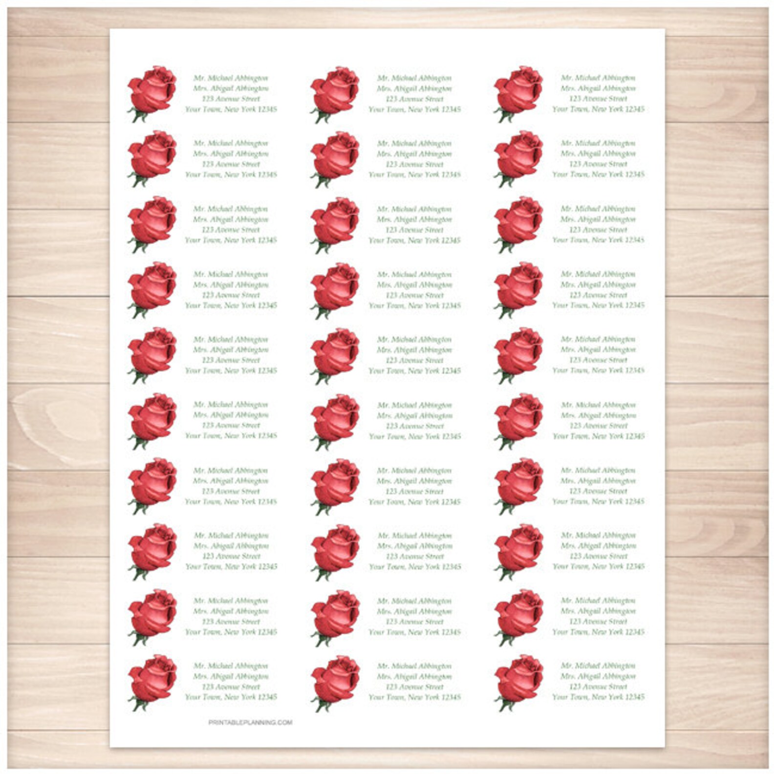 Printable Red Rose Address Labels Pretty Red Floral Etsy Australia