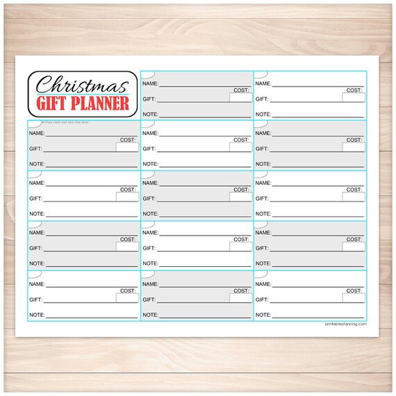 printable christmas gift planning list holiday occasion etsy