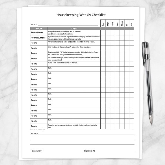 5s Housekeeping Checklist Pdf