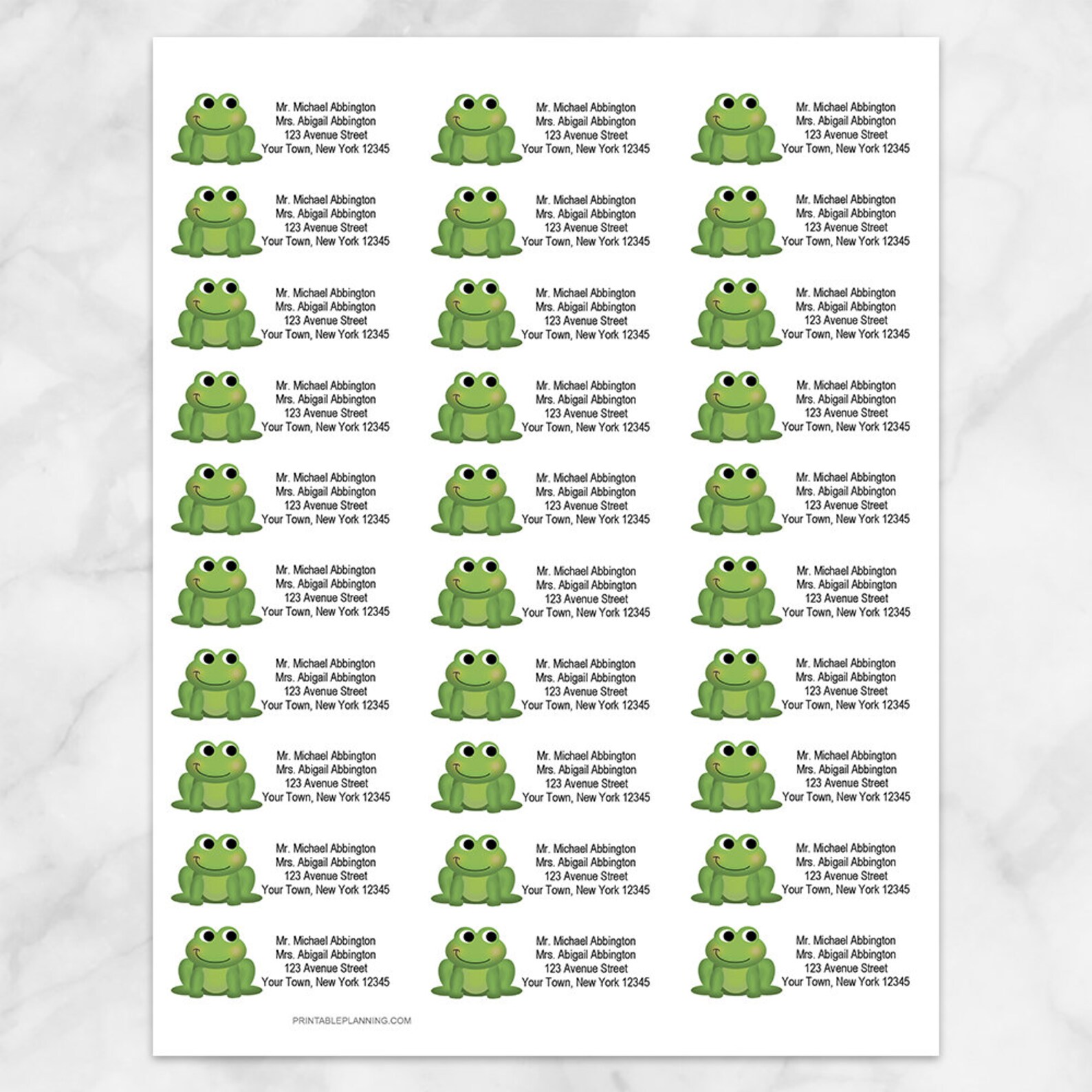 Printable Frog Address Labels Adorable Green Froggy Etsy